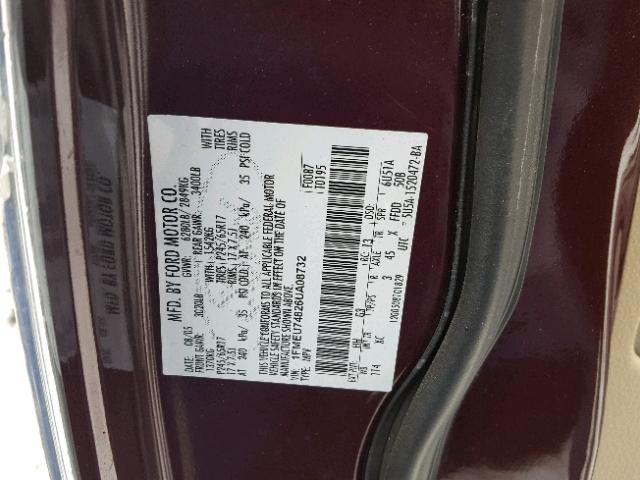 1FMEU74826UA08732 - 2006 FORD EXPLORER E RED photo 10