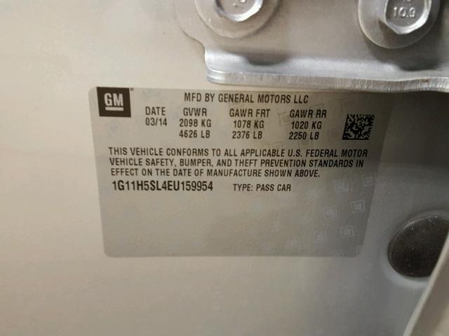 1G11H5SL4EU159954 - 2014 CHEVROLET MALIBU LTZ 银色 照片 10