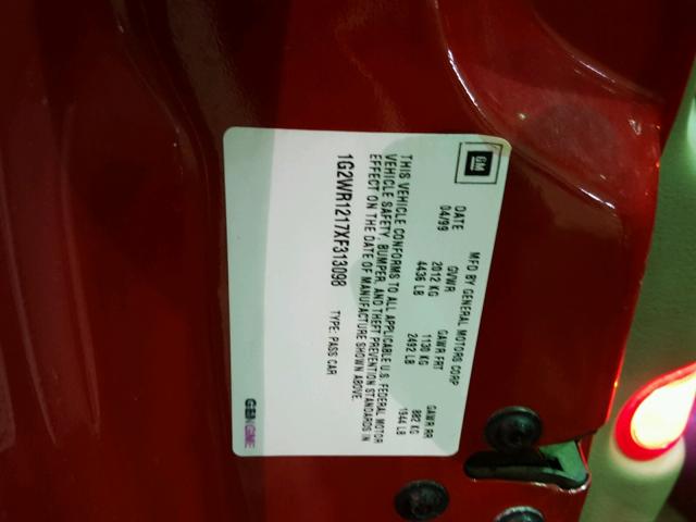 1G2WR1217XF313098 - 1999 PONTIAC GRAND PRIX Qırmızı foto 10