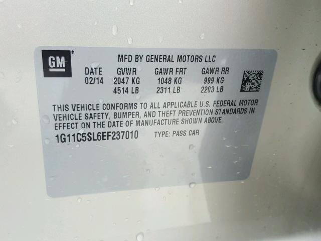 1G11C5SL6EF237010 - 2014 CHEVROLET MALIBU 1LT 米色 照片 10