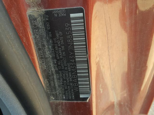 WBABM3343YJN88539 - 2000 BMW 323 CI RED photo 10