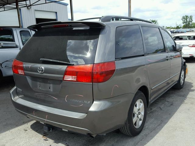 5TDZA22C74S216664 - 2004 TOYOTA SIENNA XLE GRAY photo 4