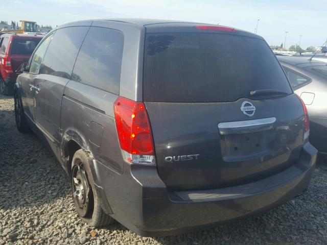 5N1BV28U38N101850 - 2008 NISSAN QUEST S GRAY photo 3