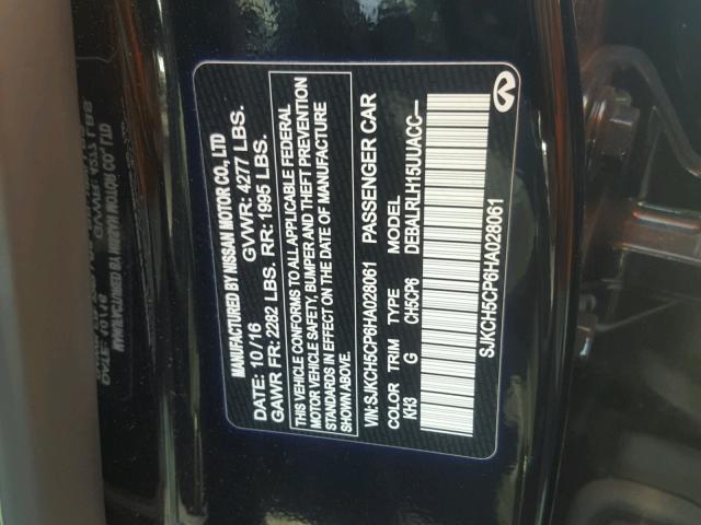 SJKCH5CP6HA028061 - 2017 INFINITI QX30 BASE BLACK photo 10