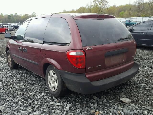 1B4GP25342B501048 - 2002 DODGE CARAVAN SE MAROON photo 3