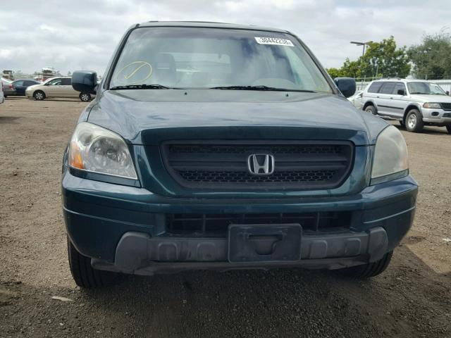 2HKYF18593H533320 - 2003 HONDA PILOT EXL GREEN photo 9