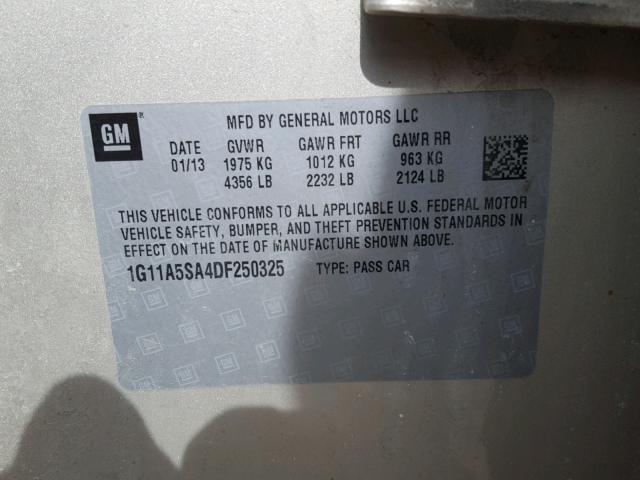 1G11A5SA4DF250325 - 2013 CHEVROLET MALIBU LS თაფლისფერი ფოტო 10