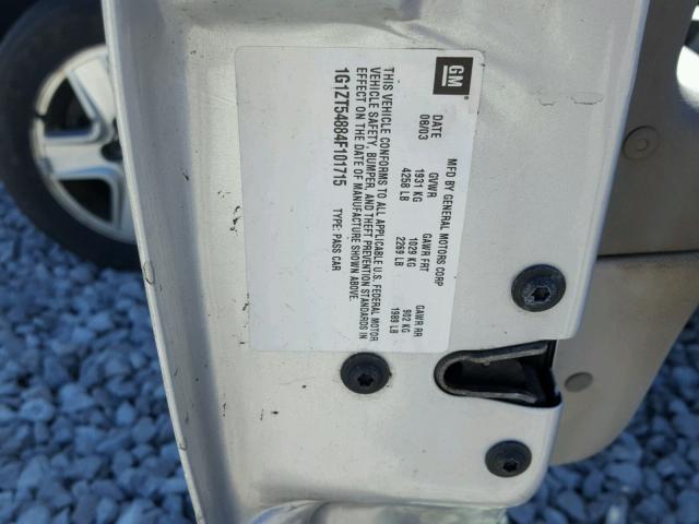 1G1ZT54884F101715 - 2004 CHEVROLET MALIBU LS 银色 照片 10