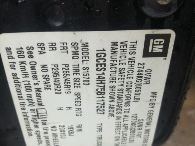 1GCES14H75B117527 - 2005 CHEVROLET SSR 黑色 照片 10