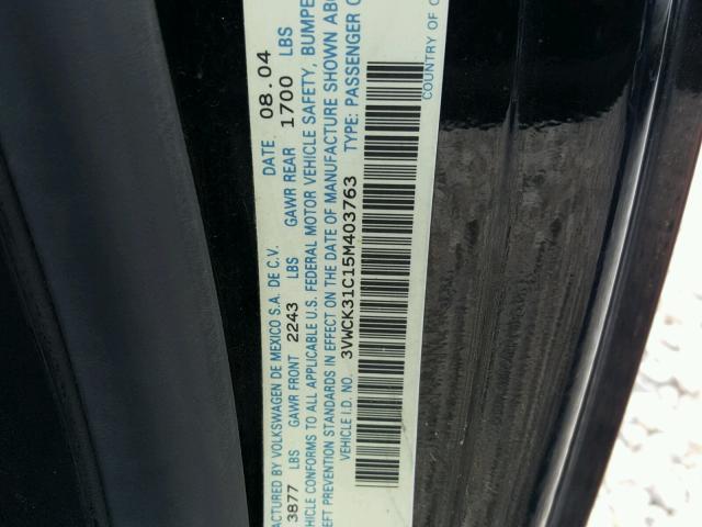 3VWCK31C15M403763 - 2005 VOLKSWAGEN NEW BEETLE 黑色 照片 10