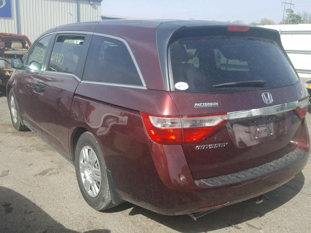 5FNRL5H28DB040903 - 2013 HONDA ODYSSEY LX BURGUNDY photo 3