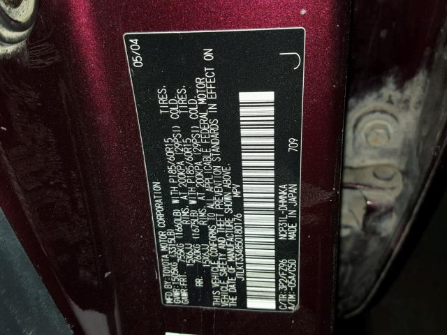 JTLKT334850180176 - 2005 TOYOTA SCION XB იასამნისფერი ფოტო 10