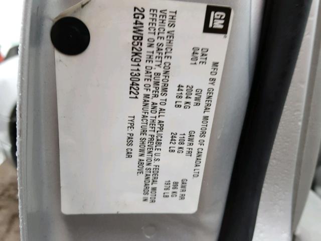 2G4WB52K911304221 - 2001 BUICK REGAL LS 银色 照片 10