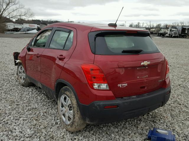 KL7CJKSBXFB086089 - 2015 CHEVROLET TRAX LS BURGUNDY photo 3