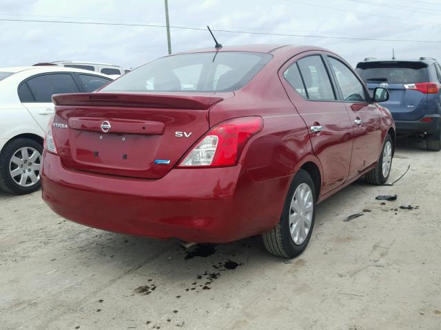 3N1CN7AP2EL807863 - 2014 NISSAN VERSA S RED photo 4