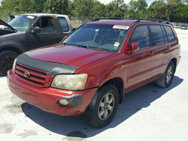 JTEGF21A120050579 - 2002 TOYOTA HIGHLANDER RED photo 2