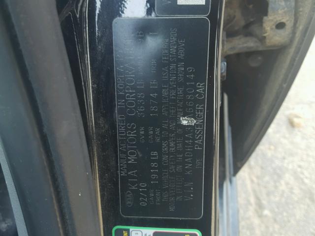 KNADH4A34A6680149 - 2010 KIA RIO LX Սև լուսանկար 10
