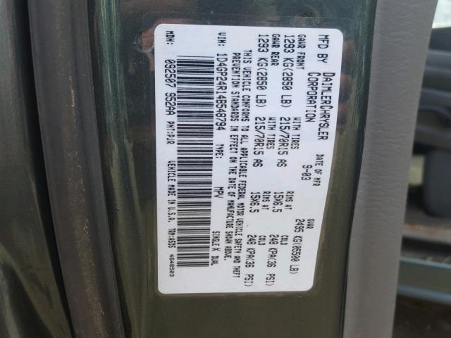 1D4GP24R14B548794 - 2004 DODGE GRAND CARA GREEN photo 10