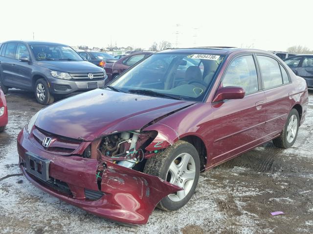 1HGES26714L009120 - 2004 HONDA CIVIC EX BURGUNDY photo 2