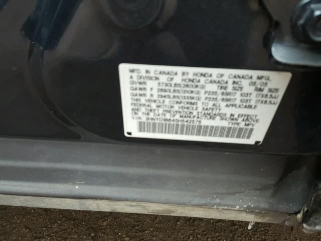 2HNYD18645H542575 - 2005 ACURA MDX TOURIN GRAY photo 10