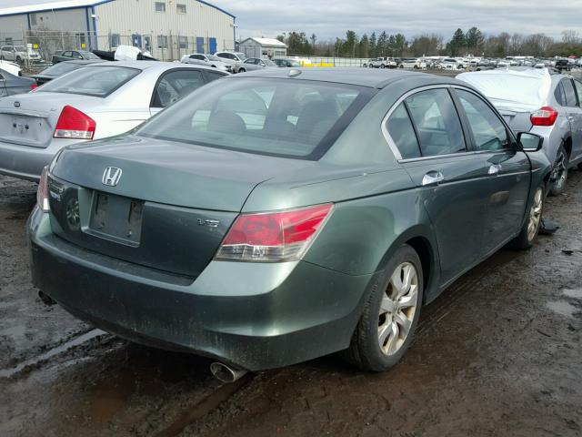 1HGCP36818A010082 - 2008 HONDA ACCORD EXL GREEN photo 4