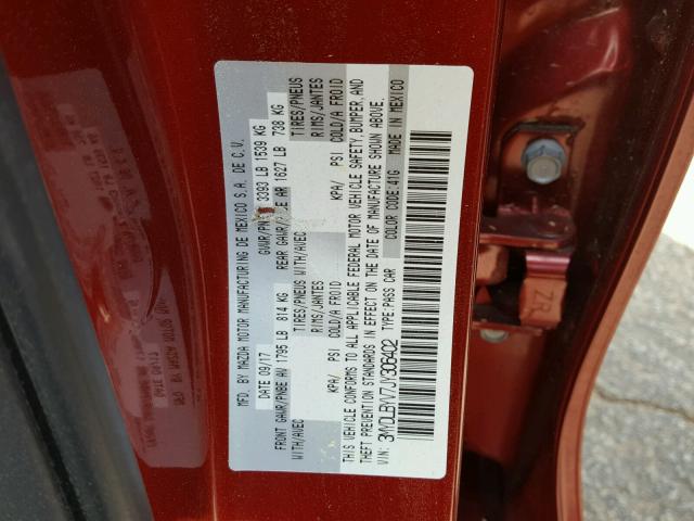 3MYDLBYV7JY306402 - 2018 TOYOTA YARIS IA RED photo 10