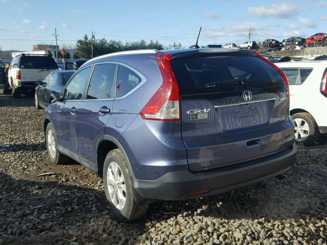 2HKRM4H7XEH646595 - 2014 HONDA CR-V EXL BLUE photo 3