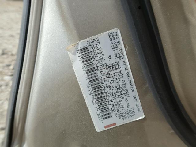 JT6GF10UXY0066967 - 2000 LEXUS RX 300 GOLD photo 10