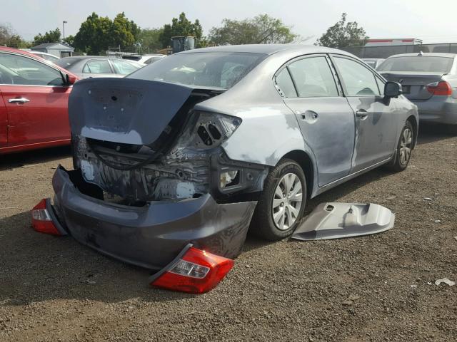 19XFB2F51CE303030 - 2012 HONDA CIVIC LX GRAY photo 4