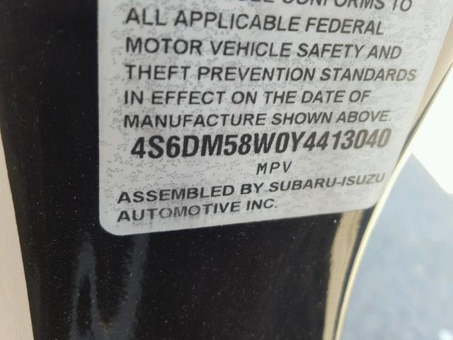 4S6DM58W0Y4413040 - 2000 HONDA PASSPORT E 黑色 照片 10