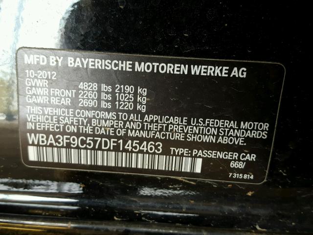 WBA3F9C57DF145463 - 2013 BMW ACTIVEHYBR BLACK photo 10