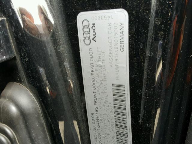 WAUMV94EX8N015002 - 2008 AUDI A8 L QUATT BLACK photo 10