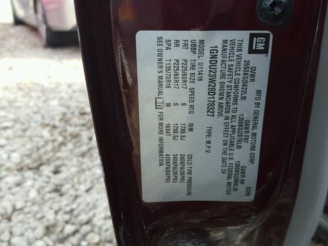 1GNDU23W28D178327 - 2008 CHEVROLET UPLANDER L 勃艮第红 照片 10