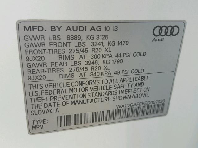 WA1DGAFE6ED007020 - 2014 AUDI Q7 PRESTIG WHITE photo 10