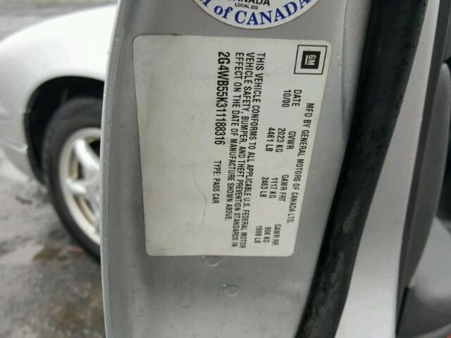 2G4WB55K311188316 - 2001 BUICK REGAL LS 银色 照片 10