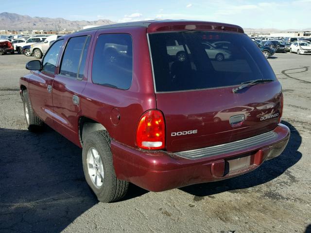 1B4HR38N52F165842 - 2002 DODGE DURANGO SP MAROON photo 3