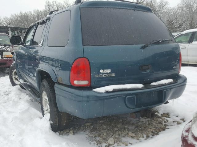 1B4HS28N4YF192733 - 2000 DODGE DURANGO TEAL photo 3