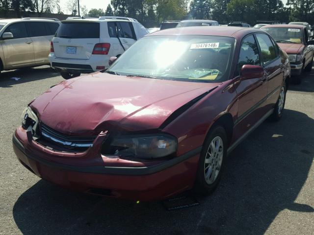 2G1WF52E859338766 - 2005 CHEVROLET IMPALA RED photo 2