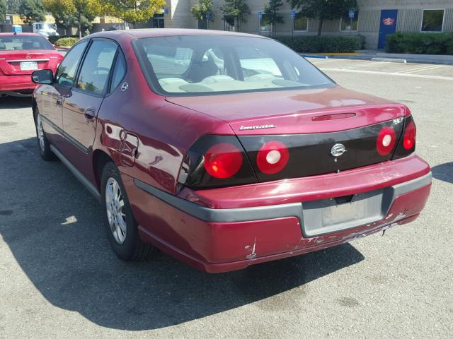 2G1WF52E859338766 - 2005 CHEVROLET IMPALA RED photo 3