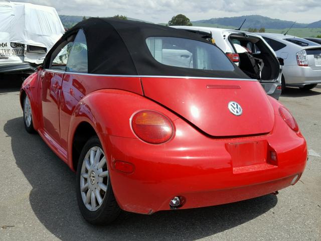 3VWCM31YX4M322829 - 2004 VOLKSWAGEN NEW BEETLE 红色 照片 3