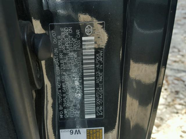 JTKDE167780233374 - 2008 TOYOTA SCION TC 黑色 照片 10