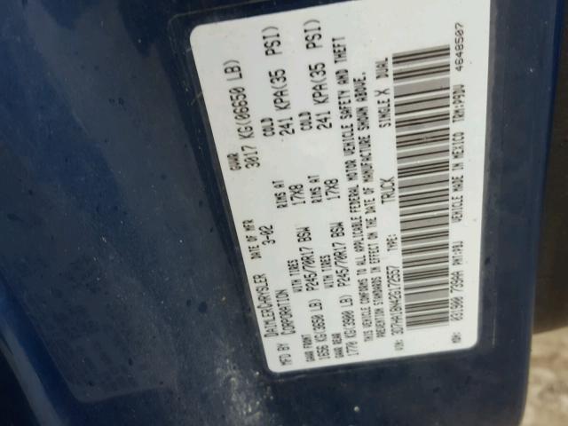 3D7HA18N42G172557 - 2002 DODGE RAM 1500 BLUE photo 10