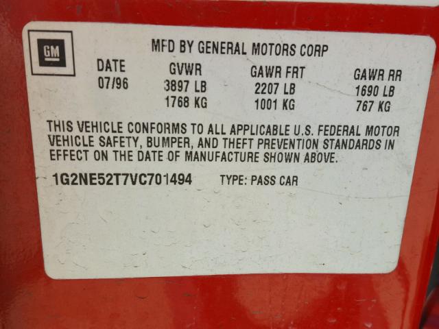 1G2NE52T7VC701494 - 1997 PONTIAC GRAND AM S Qırmızı foto 10