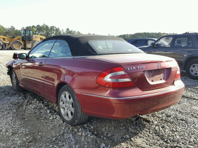 WDBTK65G64T017078 - 2004 MERCEDES-BENZ CLK 320 RED photo 3