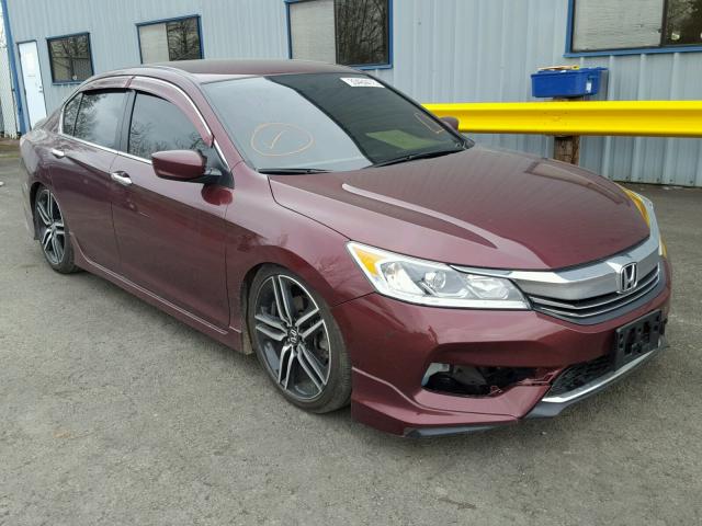 1HGCR2F54GA077915 - 2016 HONDA ACCORD SPO Бордовый фото 1