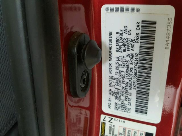 5Y2SL65808Z421452 - 2008 PONTIAC VIBE RED photo 10