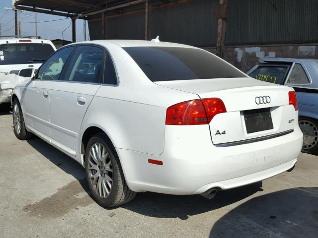 WAUAF78E98A164782 - 2008 AUDI A4 2.0T WHITE photo 3