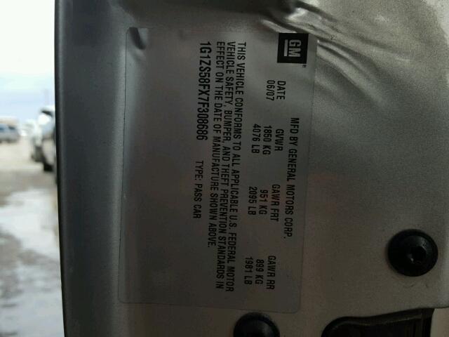 1G1ZS58FX7F308686 - 2007 CHEVROLET MALIBU LS 银色 照片 10