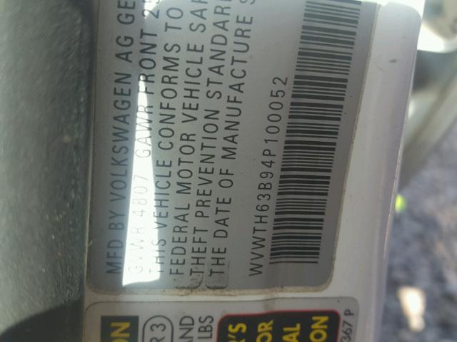 WVWTH63B94P100052 - 2004 VOLKSWAGEN PASSAT GLX 白色 照片 10