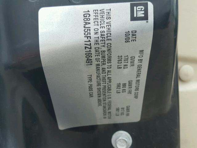 1G8AJ55F17Z166491 - 2007 SATURN ION LEVEL GREEN photo 10